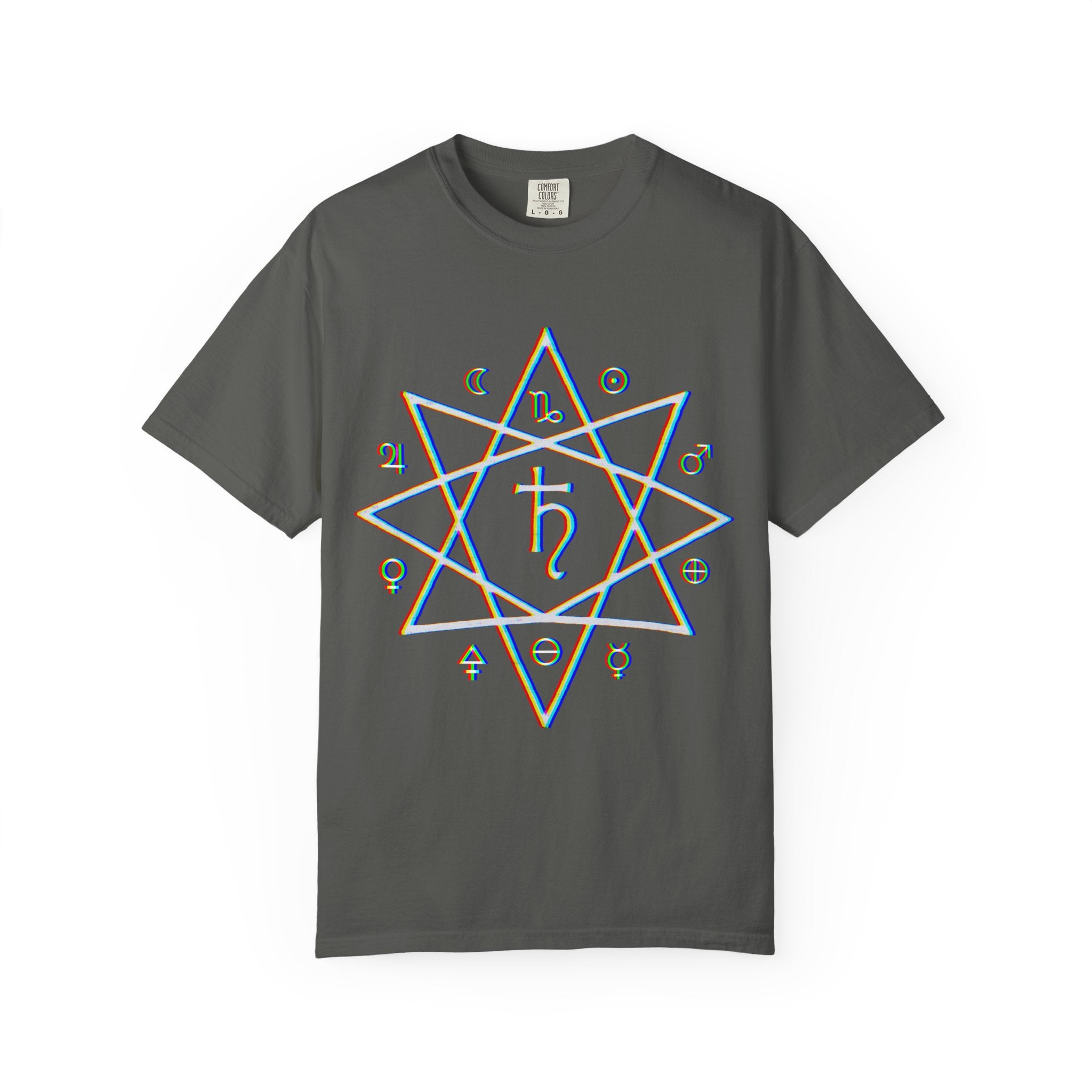 Satyrn Ryzing Sigil Star Graphic T-Shirt | Astrology Planet Symbol Tee