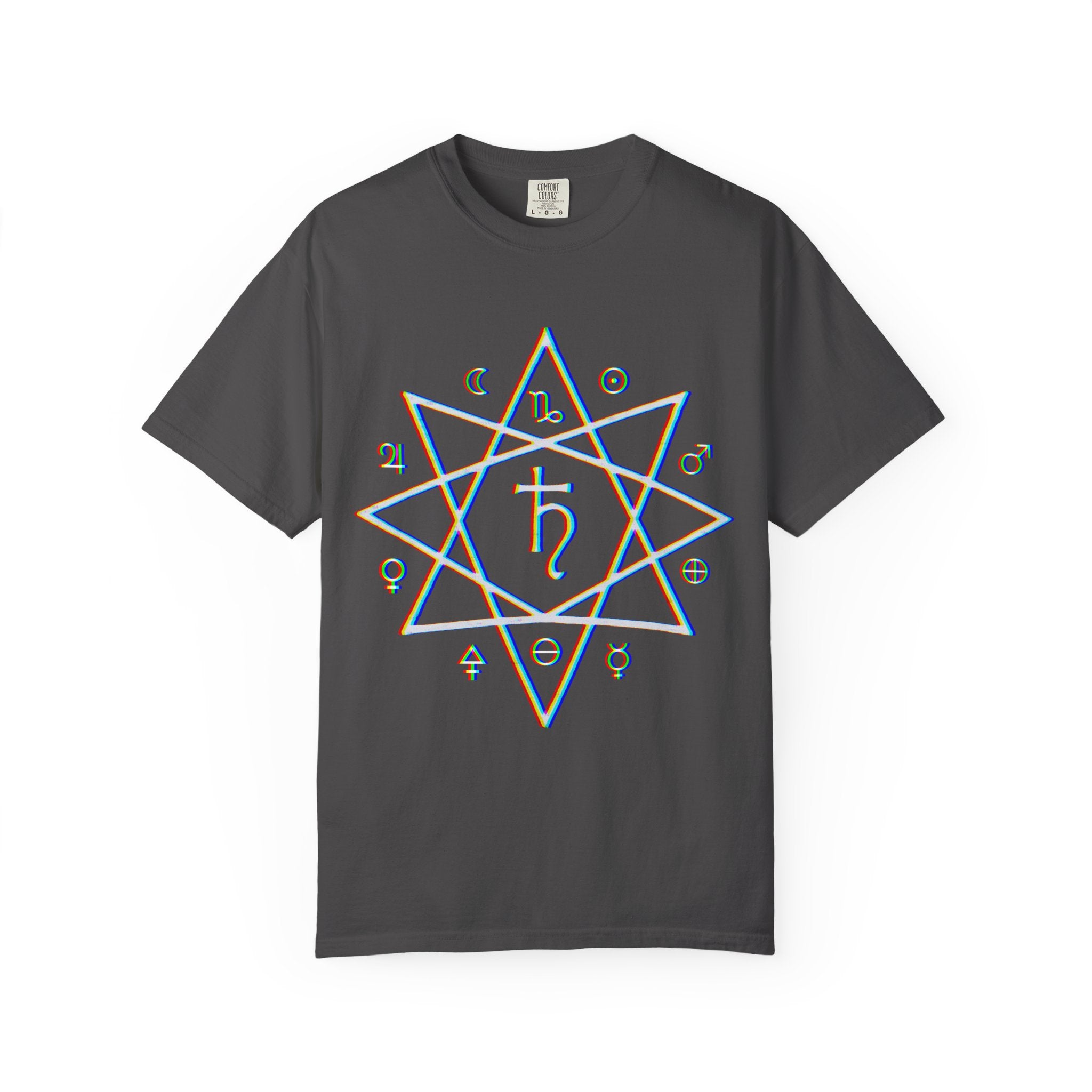 Satyrn Ryzing Sigil Star Graphic T-Shirt | Astrology Planet Symbol Tee
