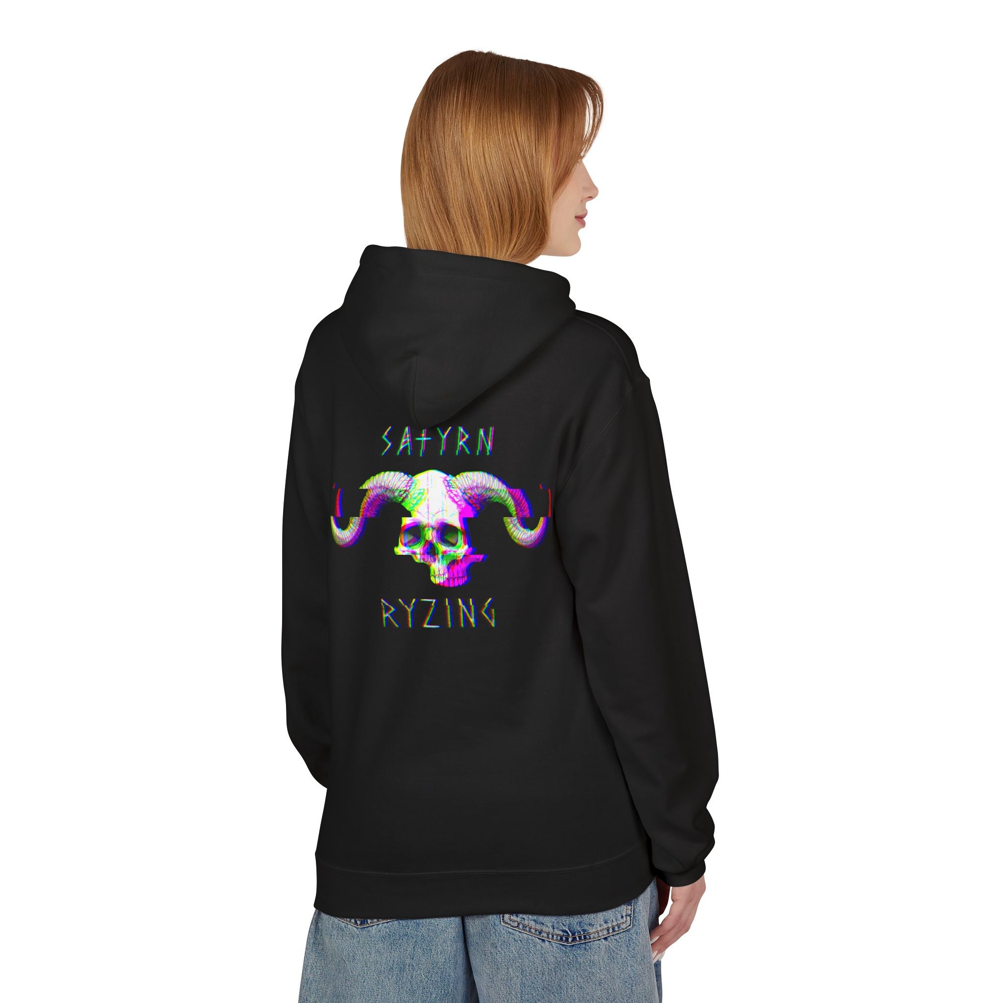 Satyr Skull Glitch Sigil Hoodie — Satyrn Ryzing Streetwear